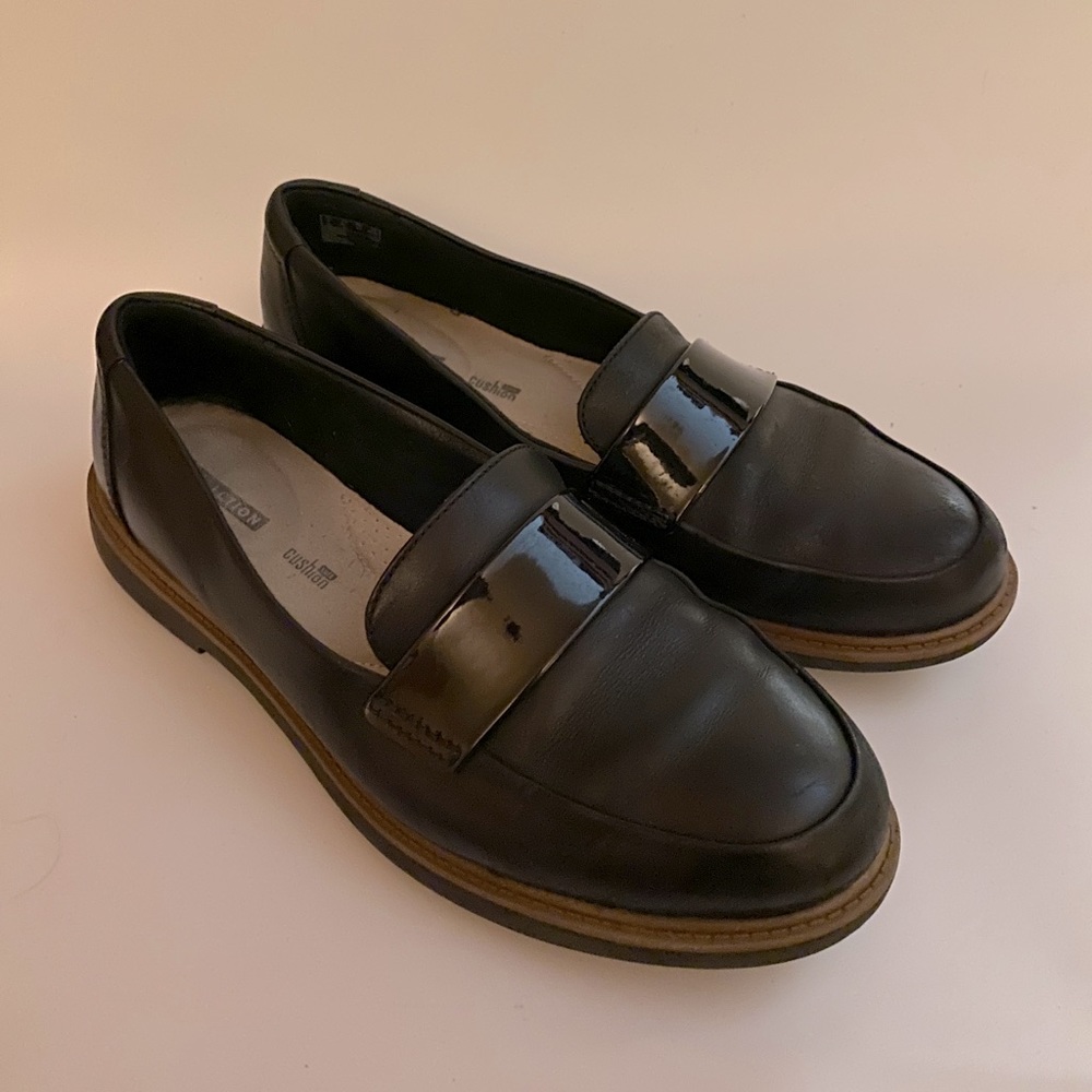 Clarks Black Leather Loafers